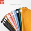 210-gram heavy combed cotton short-sleeved men's and women's T-shirts, solid color loose, class uniform, cultural T-shirt with logo printed, couple's same style details Picture